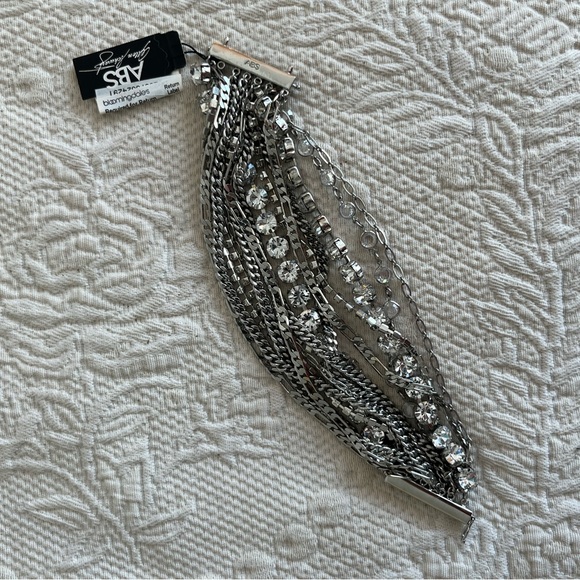 bracelet NWT ABS Allen Schwartz bling sparkle rhinestones multi chains - Picture 14 of 16